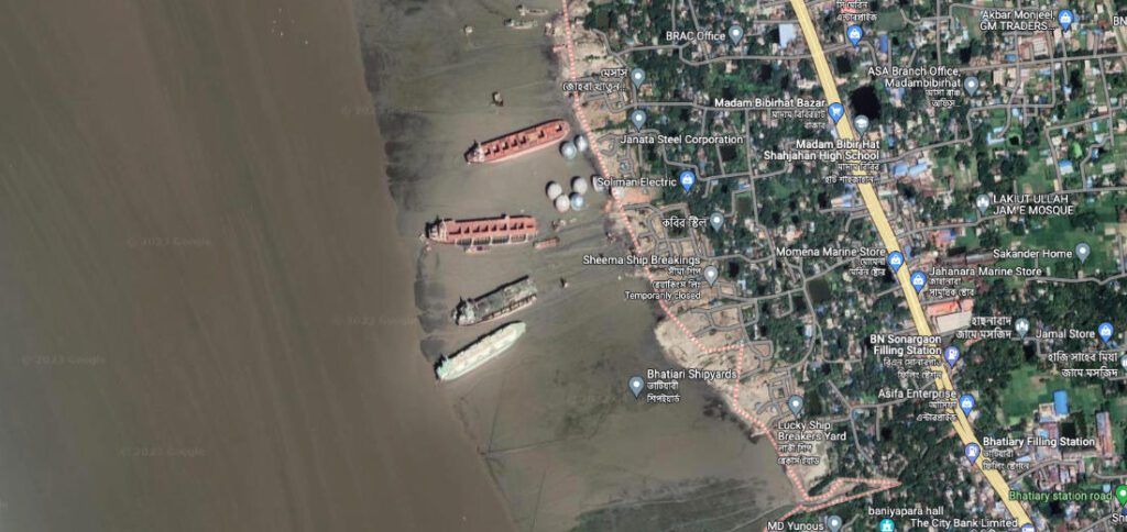 ship dismantling bangladesh google earth